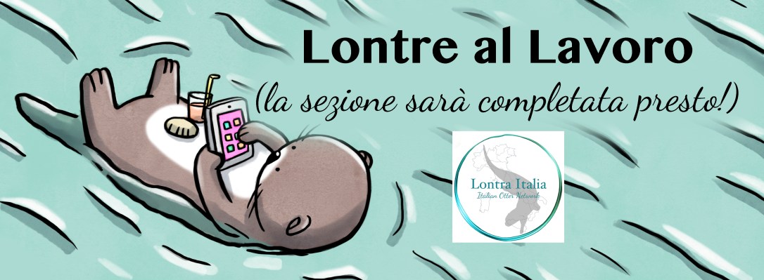 Two otters floating on water holding mobile and tablet